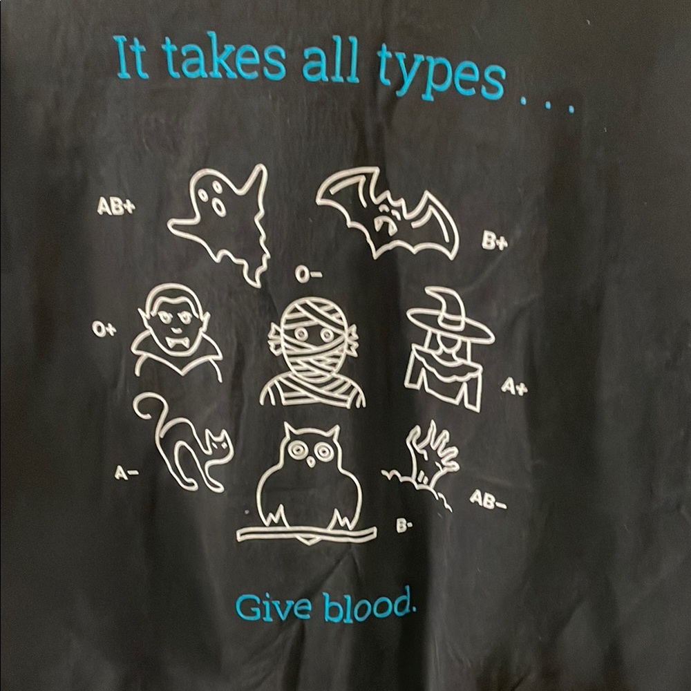 Port and Company BlackTee Shirt size Large with Give Blood Design Funny unique
